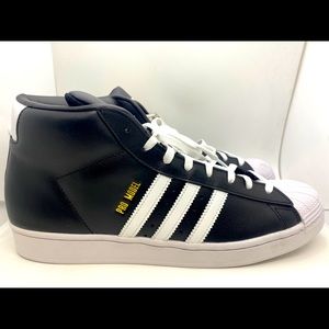 Adidas Pro Model High Top Black Leather Sz 13.5